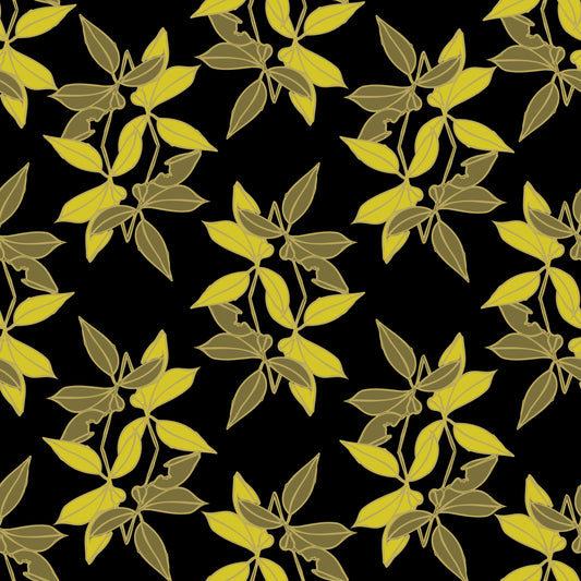 Diamond Leaves - Yellow on Black