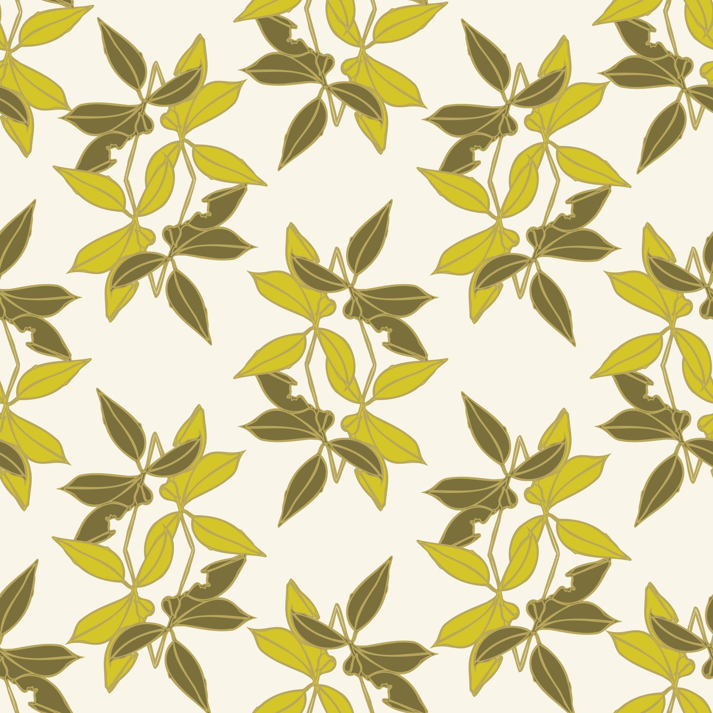 Diamond Leaves - Yellow on Cream