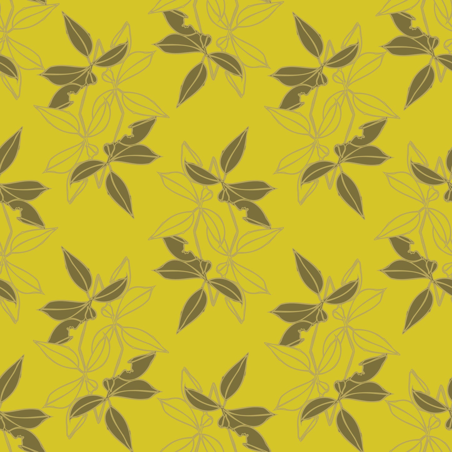 Diamond Leaves - Yellow on Lichen Yellow