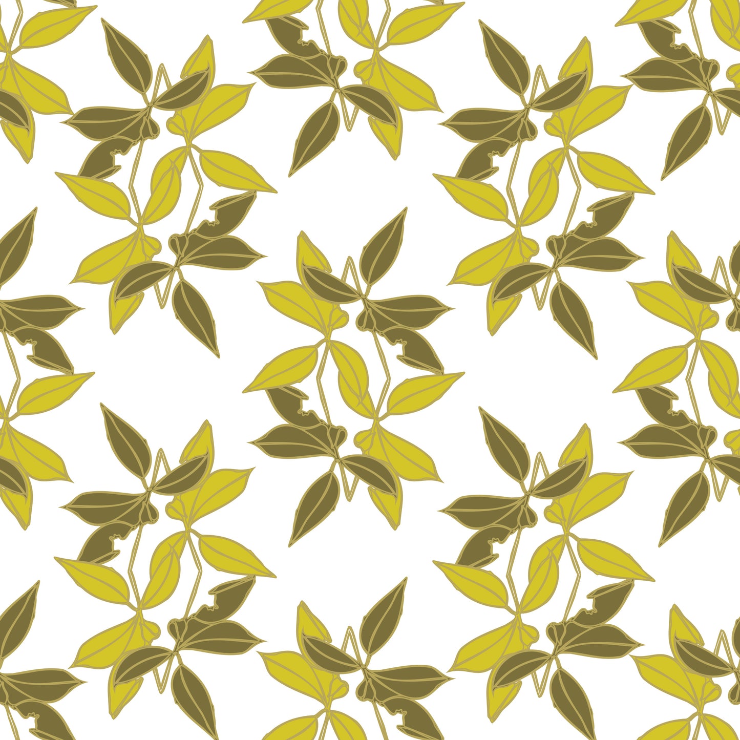 Diamond Leaves - Yellow on White